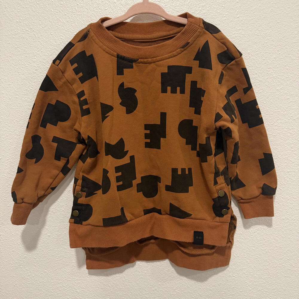 Omamimini Kids Hi-Low Terry Sweatshirt, Rust Size 2T